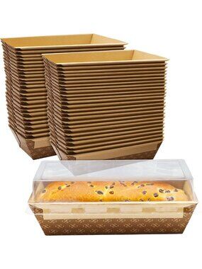 Elegant Disposable Bakeable Kraft Loaf Pans with Lids - 50 Pack for Bread